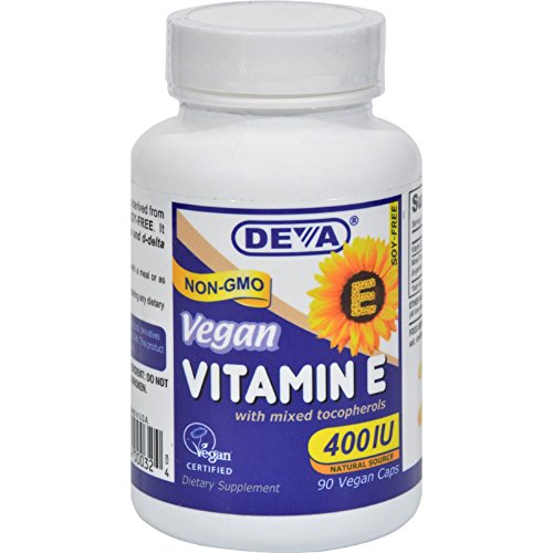 Product Cover Deva Vegan Vitamins Natural Vitamin E 400iu with Mixed Tocopherols, 90-Count