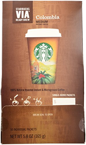 Product Cover Starbucks VIA Ready Brew Coffee, Colombia, 3.3-Gram Packages,50 Count (packaging may vary)