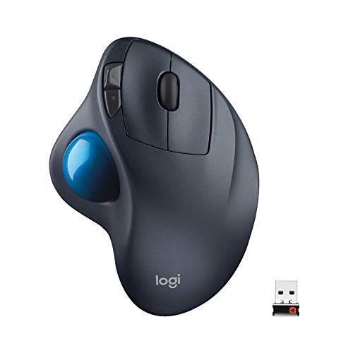 Product Cover Logitech M570 Wireless Trackball Mouse - Ergonomic Design with Sculpted Right-Hand Shape, Compatible with Apple Mac and Microsoft Windows Computers, USB Unifying Receiver, Dark Gray
