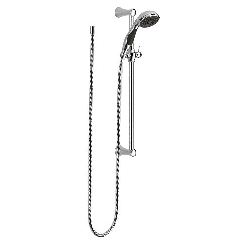 Product Cover Delta Faucet 3-Spray Touch-Clean Wall-Mount Slide Bar Hand Held Shower with Hose, Chrome 57014