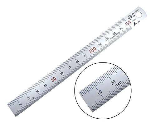 Product Cover SHINWARULES Shinwa H-101A 150 mm Rigid (15 x 0.5 mm) Zero Glare Satin Chrome Stainless Steel Machinist Engineer Ruler / Rule with Graduations in and.5