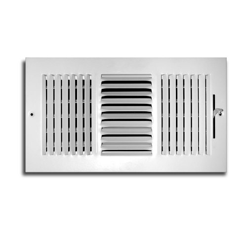 Product Cover Truaire C103M 10X06(Duct Opening Measurements) 3-Way Supply 10-Inch by 6-Inch Sidewall or Ceiling Register Grille, White