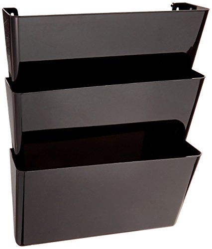 Product Cover Deflecto 93604 Sustainable Office DocuPocket, Recycled Content, Wall File Organizer, Stackable, Letter Size, Black, Set of 3, 13