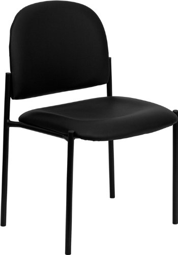 Product Cover Flash Furniture Comfort Black Vinyl Stackable Steel Side Reception Chair