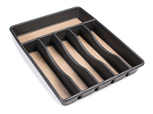 Product Cover Rubbermaid No-Slip Large Cutlery Tray, Black with Tan 1922433