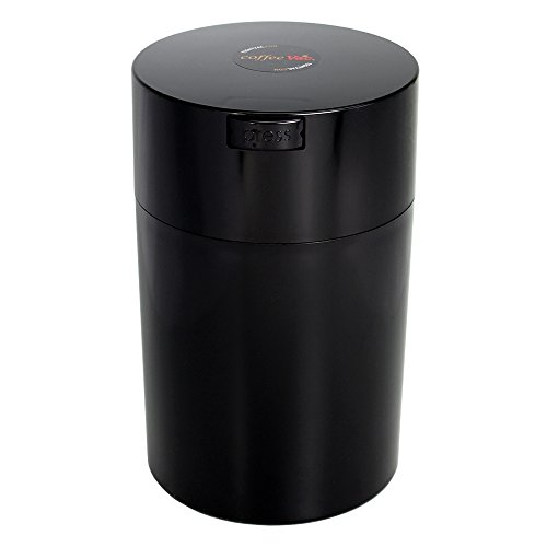 Product Cover Tightvac Coffeevac 1 Pound Vacuum Sealed Storage Container, Solid Black Body/Cap