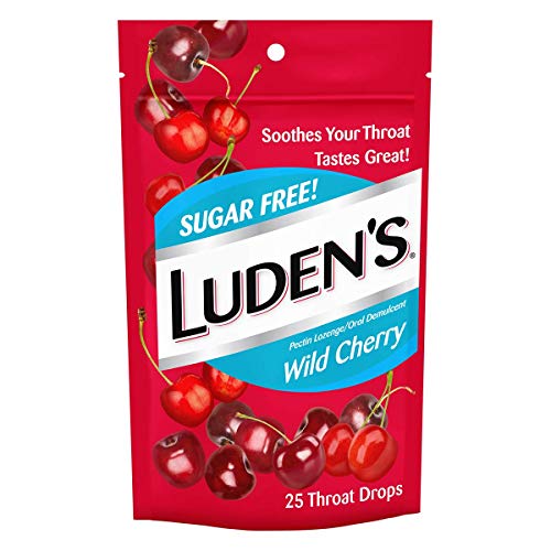 Product Cover Luden's Sugar Free Wild Cherry Cough Throat Drops | Soothes Your Throat & Tastes Great | 25 Drops | 1 Bag, 25 Count (Pack of 1)