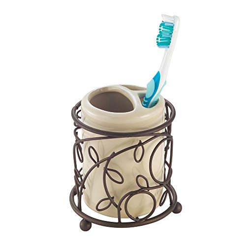 Product Cover iDesign Twigz Ceramic Toothbrush Holder Stand for Bathroom, Vanity Countertops in Master, Guest, and Kids' Bathrooms, 3.7