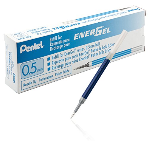 Product Cover Pentel Refill Ink for EnerGel Liquid Gel Pen, 0.5mm, Needle Tip, Blue Ink, Box of 12 (LRN5-C-12)