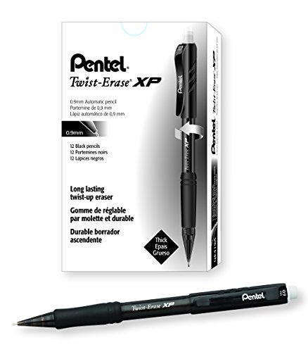 Product Cover Pentel Twist-Erase Express Automatic Pencil, 0.9 millimeters, Black Barrel, Box of 12 (QE419A)