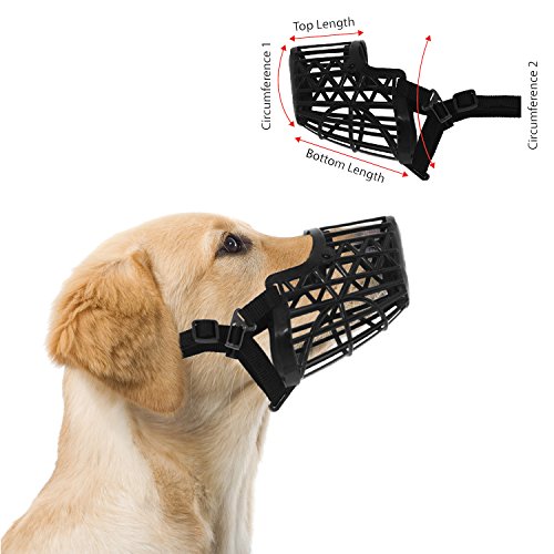 Product Cover Basket Cage Dog Muzzle Size 5 - LARGE - Adjustable Straps - BLACK, by Downtown Pet Supply