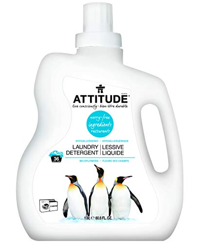 Product Cover ATTITUDE Hypoallergenic Laundry Detergent, 2x Concentrated, Non-toxic, Vegan, Wildflowers, 60.8 Fluid Ounce, 36 Loads