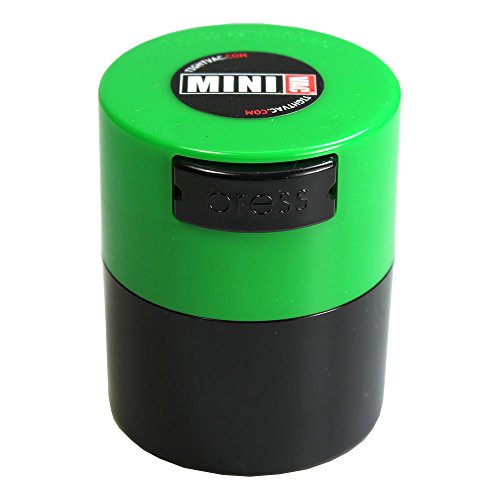 Product Cover Minivac - 10g to 30 grams Airtight Multi-Use Vacuum Seal Portable Storage Container for Dry Goods, Food, and Herbs - Green Cap & Black Body