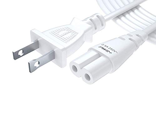 Product Cover UL Listed Pwr Extra Long 12 Ft 2-Prong AC Wall 2 Slot Power Cord for Samsung LED LCD TV Smart Monitor Xbox One-S X Ps2 Ps3 Slim Ps4 Console Cable White - IEC-60320 IEC320 C7 to NEMA 1-15P