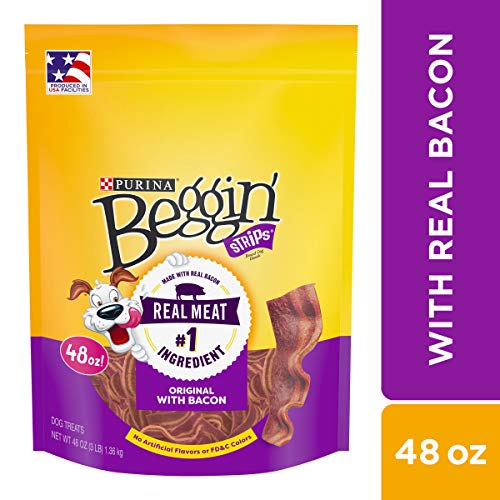 Product Cover Purina Beggin' Strips Made in USA Facilities Dog Training Treats, Original With Bacon - 48 oz. Pouch