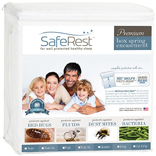 Product Cover SafeRest Premium Box Spring Encasement - Lab Tested Bed Bug Proof, Dust Mite Proof and Waterproof - Hypoallergenic, Breathable, Noiseless and Vinyl Free - Full Size