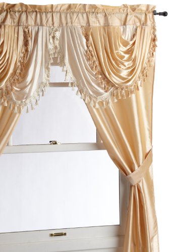 Product Cover Regal Home Collections Amore 54-Inch by 84-Inch Window Set with Attached Valance, Gold