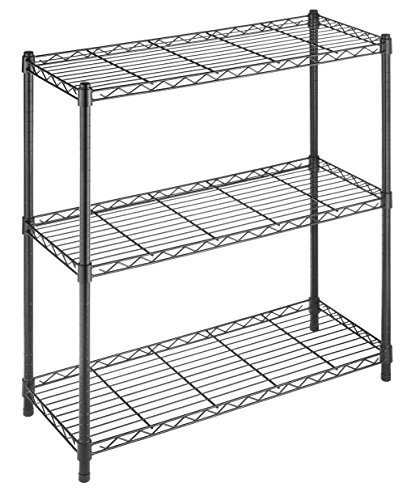 Product Cover Whitmor Supreme 3 Tier Leveling Feet, 500 Pound Weight Capacity Per Shelf Adjustable Shelves, BLACK