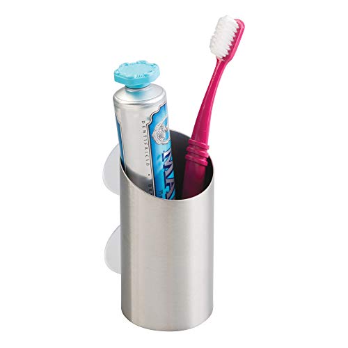Product Cover InterDesign Forma Suction Toothbrush and Razor Holder Cup - Ideal for Bathroom Mirror or Shower, Brushed Stainless Steel