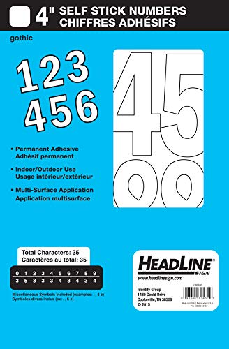 Product Cover Headline Sign 32432 Stick-On Vinyl Numbers, White, 4-Inch