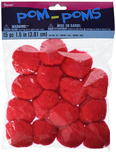 Product Cover Darice Pom-Poms, 1.5-Inch, Red, 15-Pack