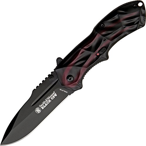 Product Cover Smith & Wesson Black Ops SWBLOP3R 7.7in S.S. Assisted Opening Knife with 3.4in Drop Point Blade and Aluminum Handle for Outdoor, Tactical, Survival and EDC