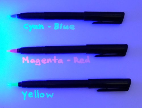 Product Cover Set of 3 Invisible UV Blacklight Ink Marker Blue Red Yellow