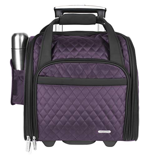 Product Cover Travelon Luggage Wheeled Underseat Carry-on with Back-up Bag in Quilted Microfiber, Eggplant