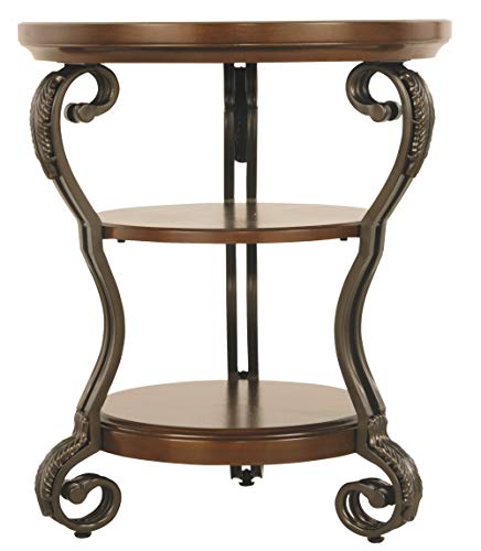 Product Cover Signature Design by Ashley - Nestor  Traditional Chairside End Table w/ Two Shelves, Medium Brown