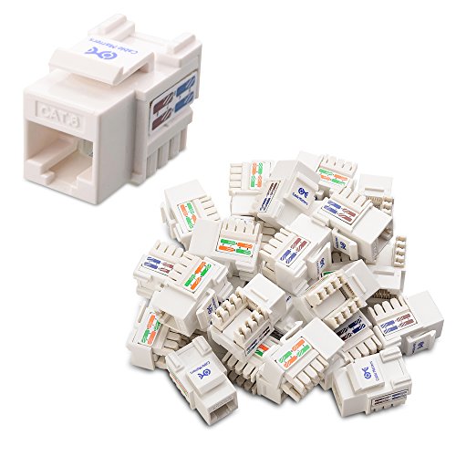 Product Cover Cable Matters [UL Listed] 25-Pack Cat6 RJ45 Keystone Jack in White and Keystone Punch-Down Stand