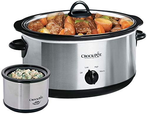 Product Cover Crockpot SCV803-SS 8 quart Manual Slow Cooker with 16 oz Little Dipper Food Warmer, Stainless Steel