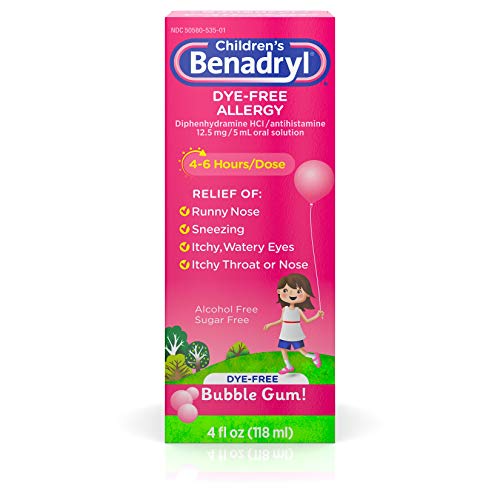 Product Cover Children's Benadryl Dye-Free Allergy Liquid with Diphenhydramine HCl, Bubble Gum Flavor, 4 fl. oz
