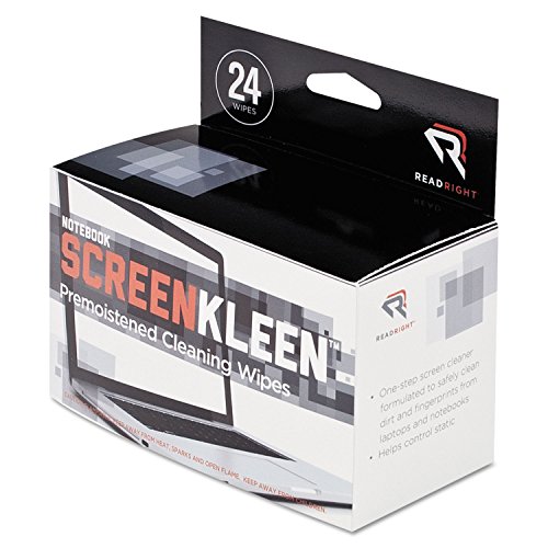Product Cover Read/Right Products - Notebook Screen Kleen, Premoistened, Lint-Free, 24/BX - Sold as 1 BX - ScreenKleen wipes are specially formulated to safely and effectively clean dirt and fingerprints from delicate LCD laptop computer displays. Lint-f