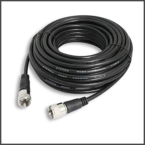 Product Cover Steren 205-750 50-Feet (15.24 Meters) UHF-UHF Mini-RG8x Cable | Male to Male (PL259) - Antenna Cable