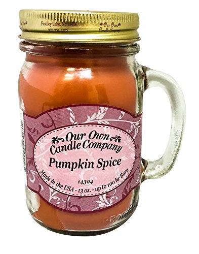 Product Cover Our Own Candle Company Pumpkin Spice Scented 13 Ounce Mason Jar Candle Company