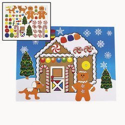 Product Cover 12 Large MAKE a GINGERBREAD HOUSE Sticker Sheets/Christmas CRAFT/ACTIVITY/8.5