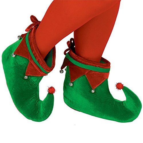 Product Cover Amscan, Christmas Elf Shoes, Red & Green, Adult (1 pair)