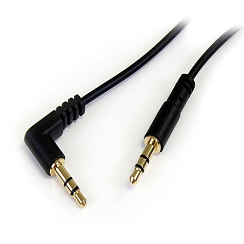 Product Cover StarTech.com 1 ft. (0.3 m) Right Angle 3.5 mm Audio Cable - 3.5mm Slim Audio Cable - Right Angle - Male/Male - Aux Cable (MU1MMSRA)
