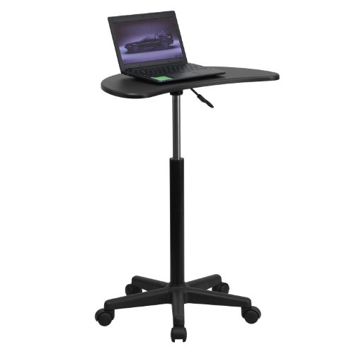 Product Cover Flash Furniture Black Sit to Stand Mobile Laptop Computer Desk - NAN-JN-2792-GG