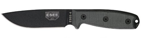 Product Cover Esee Knives, ESEE-4, Sharpened Clip Point Plain Edge, Coyote Brown Sheath, Clip Plate