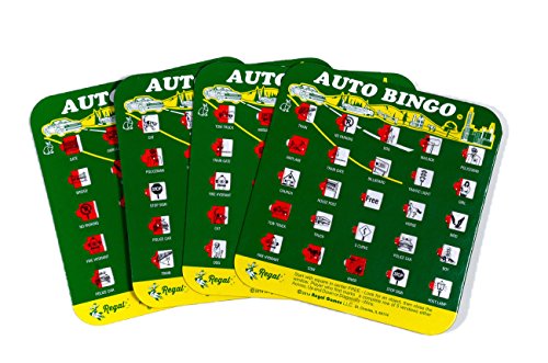 Product Cover Green Auto Backseat Bingo Pack of 4 Bingo Cards Great For Family Vactions Car Rides and Road Trips