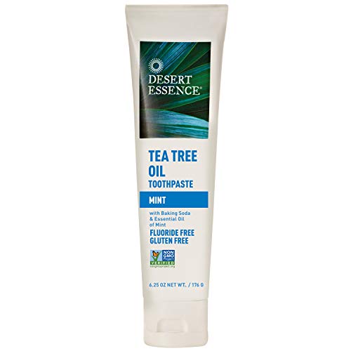 Product Cover Desert Essence Tea Tree Oil Toothpaste - Mint - 6.25 Oz - Refreshing Taste - Deep Cleans Teeth & Gums - Helps Fight Plaque - Sea Salt - Pure Essential Oil - Baking Soda - Promotes Healthy Mouth