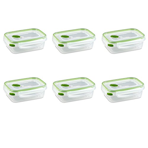 Product Cover Sterilite 03111606 Ultra Seal 3.1-Cup Rectangle See-Through Lid and Bases with New Leaf Accents, 6-Pack