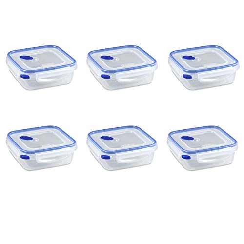 Product Cover Sterilite 03314706 Ultra-Seal 4 Cup Food Storage Container, See-Through Lid & Base with Blue Accents, 6-Pack