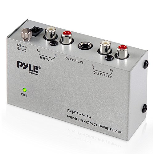 Product Cover Pyle Phono Turntable Preamp - Mini Electronic Audio Stereo Phonograph Preamplifier with RCA Input, RCA Output & Low Noise Operation Powered by 12 Volt DC Adapter (PP444)