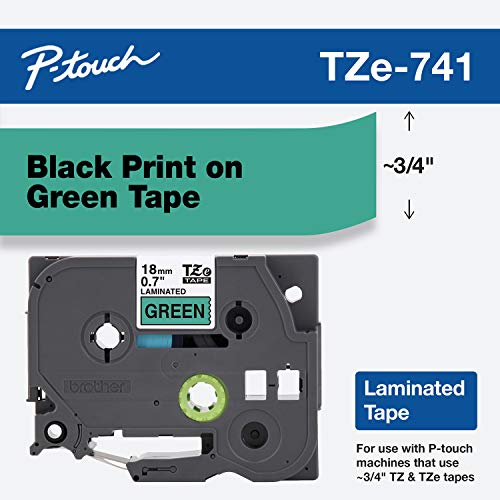 Product Cover Brother Laminated Tape Black on Green, 18mm (TZe741)