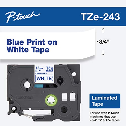 Product Cover Brother Tape 3/4-inch, Blue on White (TZe243)