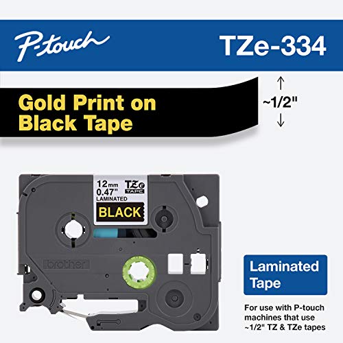Product Cover Brother BRT-TZE334 Brother Eco 12mm Laminated Tape (Gold on Black)