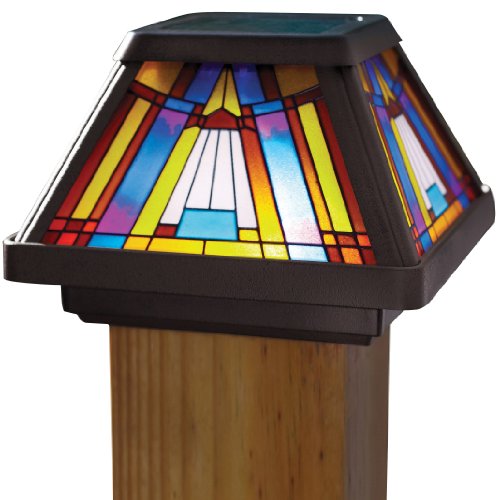 Product Cover Moonrays Post Cap Lamp In Stained Glass Design (6x Brighter Solar Powered LED)