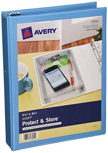 Product Cover Avery Mini Protect and Store View Binders with 1 Inch EZ-Turn Ring, 5.5 x 8.5 Inches, Blue (23014)